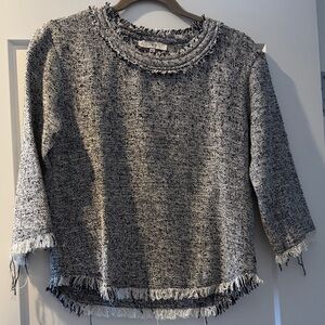 IRO Textured Black and White Crew Neck Sweater